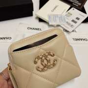 Uubags | Chanel 19 Coin Purse With Zipper Cream 9.5x10.5x2.5cm - 3