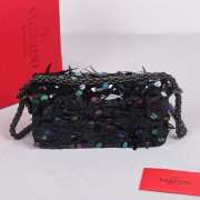 Uubags | Valentino Locò VLogo Sequin 3D Embroidered Handbag In Black 19x10.5x5cm - 6