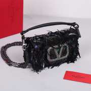 Uubags | Valentino Locò VLogo Sequin 3D Embroidered Handbag In Black 19x10.5x5cm - 3