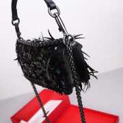 Uubags | Valentino Locò VLogo Sequin 3D Embroidered Handbag In Black 19x10.5x5cm - 4