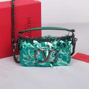 Uubags | Valentino Locò VLogo Sequin 3D Embroidered Handbag In Green 19x10.5x5cm - 1