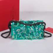 Uubags | Valentino Locò VLogo Sequin 3D Embroidered Handbag In Green 19x10.5x5cm - 3