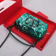 Uubags | Valentino Locò VLogo Sequin 3D Embroidered Handbag In Green 19x10.5x5cm - 6