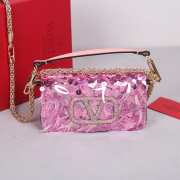 Uubags | Valentino Locò VLogo Sequin 3D Embroidered Handbag In Pink 19x10.5x5cm - 1