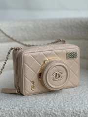 Uubags | Camera shaped bag lambskin & gold-tone metal dark beige 11.5x16x6cm - 3