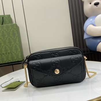 Uubags | Gucci GG Super Mini Shoulder Bag In Black Leather 18x11x4cm