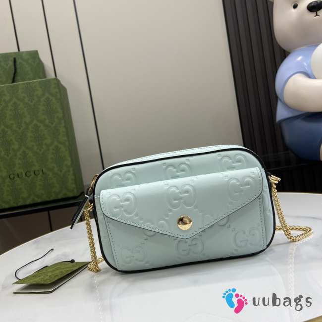 Uubags | Gucci GG Super Mini Shoulder Bag In Blue Leather 18x11x4cm - 1