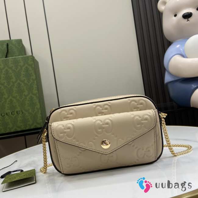 Uubags | Gucci GG Super Mini Shoulder Bag In Light Beige Leather 18x11x4cm - 1