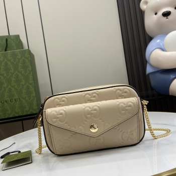 Uubags | Gucci GG Super Mini Shoulder Bag In Light Beige Leather 18x11x4cm