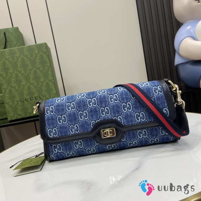 Uubags | Gucci GG Luce blue denim shoulder bag 27.5x12.5x6.5cm - 1