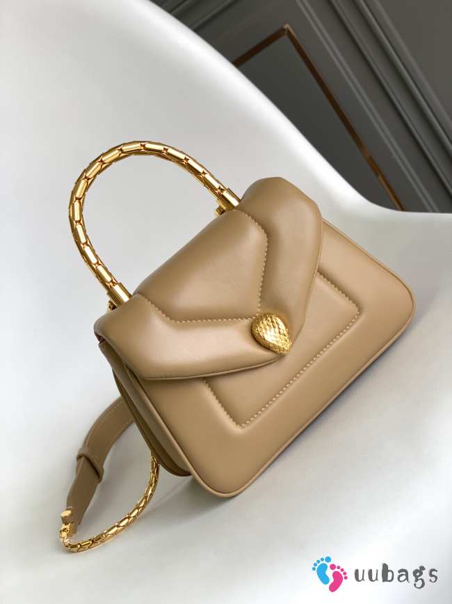 Uubags | Bvlgari Serpenti Reverse Top Handle Beige 20x14x10cm - 1