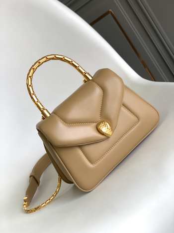 Uubags | Bvlgari Serpenti Reverse Top Handle Beige 20x14x10cm