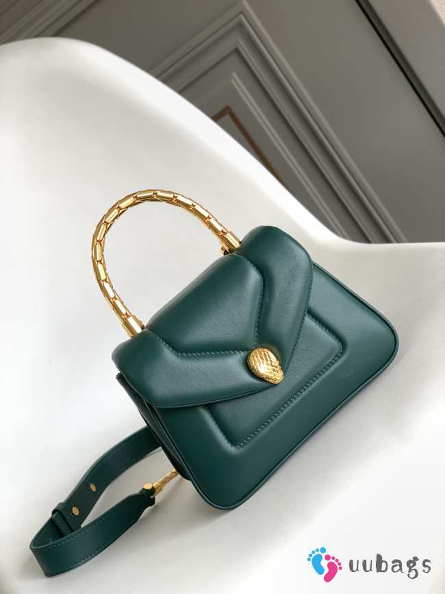 Uubags | Bvlgari Serpenti Reverse Top Handle Green 20x14x10cm - 1