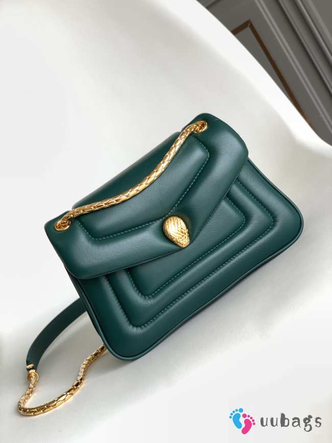 Uubags | Bvlgari Serpenti Reverse Bag In Green 22.5x15x7cm - 1