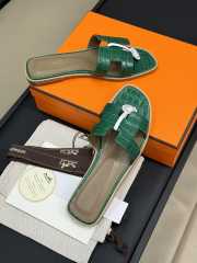 Uubags | Hermes Oasis Sandal In Green Crocodile - 2