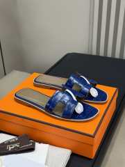 Uubags | Hermes Oasis Sandal In Blue Crocodile - 5