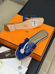 Uubags | Hermes Oasis Sandal In Blue Crocodile - 4