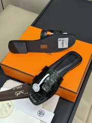 Uubags | Hermes Oasis Sandal In Black Crocodile - 6