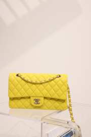 Chanel flap bag medium in yellow caviar leather with light gold buckle 25cm - 5