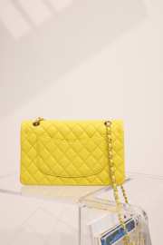 Chanel flap bag medium in yellow caviar leather with light gold buckle 25cm - 2