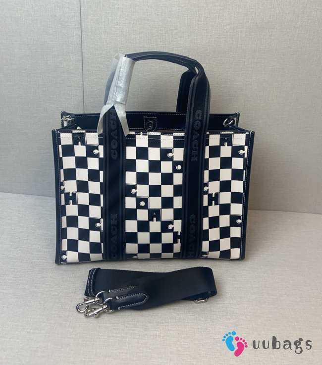 Uubags | Coach Smith Tote with Checkerboard Print Black 34x25x12.5cm - 1