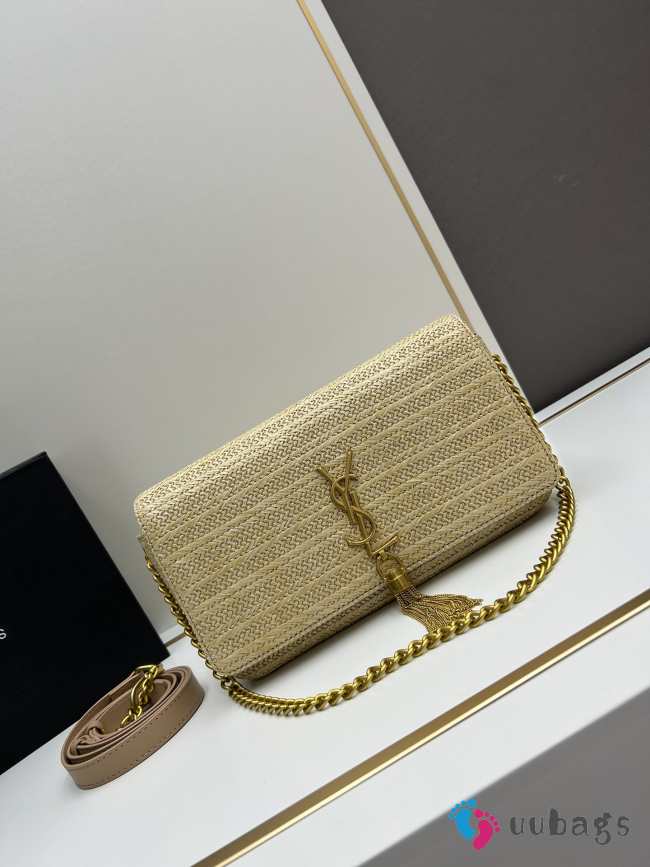 Uubags | Kate 99 Tassel In Raffia Beige Bag 26x14x6cm - 1