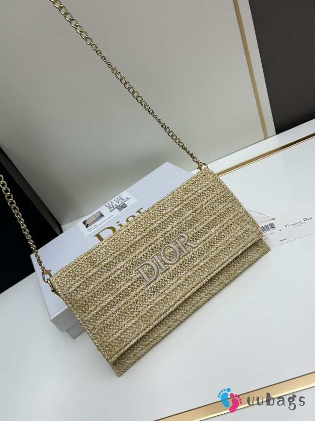 Uubags | Dior raffia Clutch Bag (Pouch) 24x13cm - 1