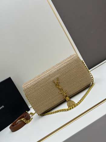 Uubags | Kate 99 Tassel In Raffia Dark Nude Bag 26x14x6cm