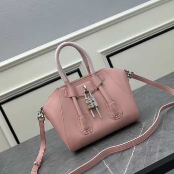 Uubags | Givenchy Mini Antigona Lock bag in pink box leather 23x27x13cm