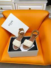 Uubags | Celine Lympia Flat Strap Sandals Raffia and Calfskin White/Brown - 1