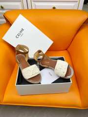 Uubags | Celine Lympia Flat Strap Sandals Raffia and Calfskin White/Brown - 6