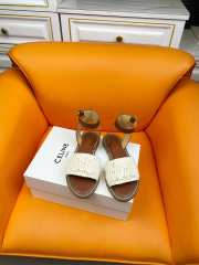 Uubags | Celine Lympia Flat Strap Sandals Raffia and Calfskin White/Brown - 4