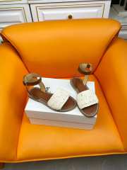 Uubags | Celine Lympia Flat Strap Sandals Raffia and Calfskin White/Brown - 3