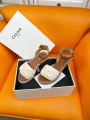 Uubags | Celine Lympia Flat Strap Sandals Raffia and Calfskin White/Brown - 2