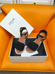 Uubags | Celine Lympia Flat Strap Sandals Raffia and Calfskin Black/Brown - 1