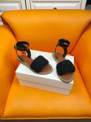 Uubags | Celine Lympia Flat Strap Sandals Raffia and Calfskin Black/Brown - 3