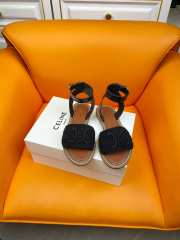 Uubags | Celine Lympia Flat Strap Sandals Raffia and Calfskin Black/Brown - 2