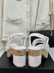 Uubags | Chanel Tweed Coral Pink Platform Sandals - 5