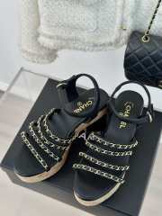 Uubags | Chanel Tweed Black Platform Sandals - 2