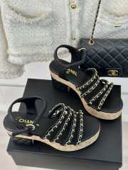 Uubags | Chanel Tweed Black Platform Sandals - 3