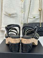 Uubags | Chanel Tweed Black Platform Sandals - 4