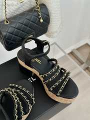 Uubags | Chanel Tweed Black Platform Sandals - 6