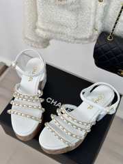 Uubags | Chanel Tweed White Platform Sandals - 6