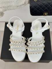 Uubags | Chanel Tweed White Platform Sandals - 5