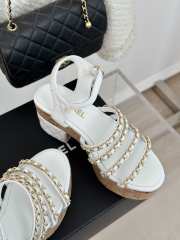 Uubags | Chanel Tweed White Platform Sandals - 4