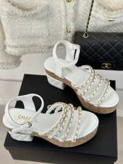 Uubags | Chanel Tweed White Platform Sandals - 3