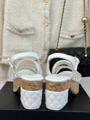 Uubags | Chanel Tweed White Platform Sandals - 2