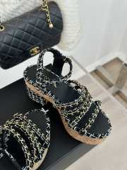 Uubags | Chanel Tweed Coral Black Platform Sandals - 4