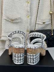 Uubags | Chanel Tweed Coral White Platform Sandals - 5