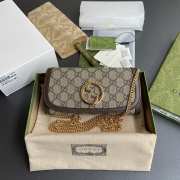 Uubags | Gucci Blondie Continental Chain Wallet GG Canvas In Beige 21x10.5x2.5cm - 1